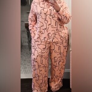 Eloquii Pink Abstract Button Down Shirt